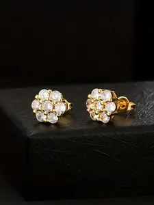 Iced Chics Hip-hop Flower Studs Earrings, High Quality Sparkling Zirconia Statement Earrings, Plum Blossom-shaped Ear Accessories, Made Of Copper Inlaid with Synthetic Zirconia, A Cost-effective Choice, Versatile Earrings