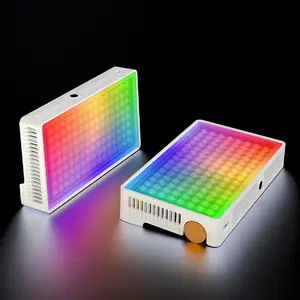 40W RGB Video Lights, LED Camera Light 360° Full Color Portable Photography Lighting w 3 Cold Shoe,Rechargeable CRI 95+ 2500-9000K Dimmable Panel Lamp for Outdoor Live Streaming