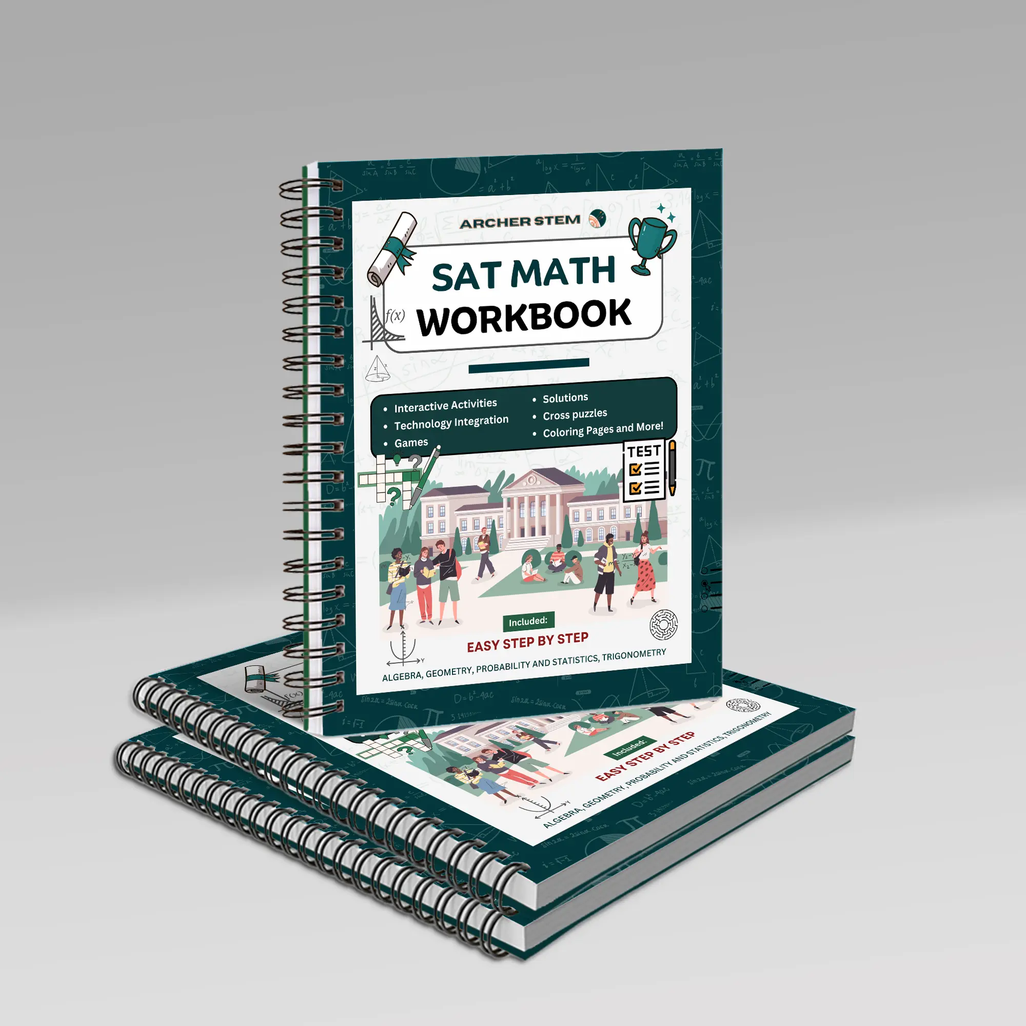 ArcherSTEM SAT Math Workbook: Complete Prep with Practice Tests, Real Exam Questions, Step-by-Step Solutions & Test Strategies