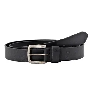 Timberland Men's 35MM Wide Genuine Leather Casual Jean Belt Black with Antique Silver Finish Buckle 100% Pebble Grain Leather