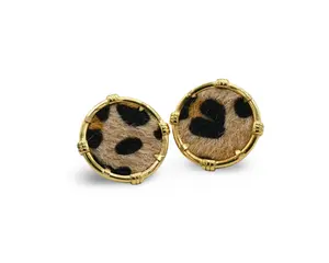Leopard Hair Medallion Earrings