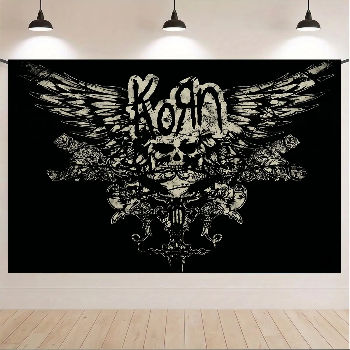 Vintage Korn Rock Band Tapestry - Alternative Metal Music Room Art Photo, Synthetic Lightweight Polyester Home Decor for Man Cave, Home Inspo, Machine Washable Wall Art