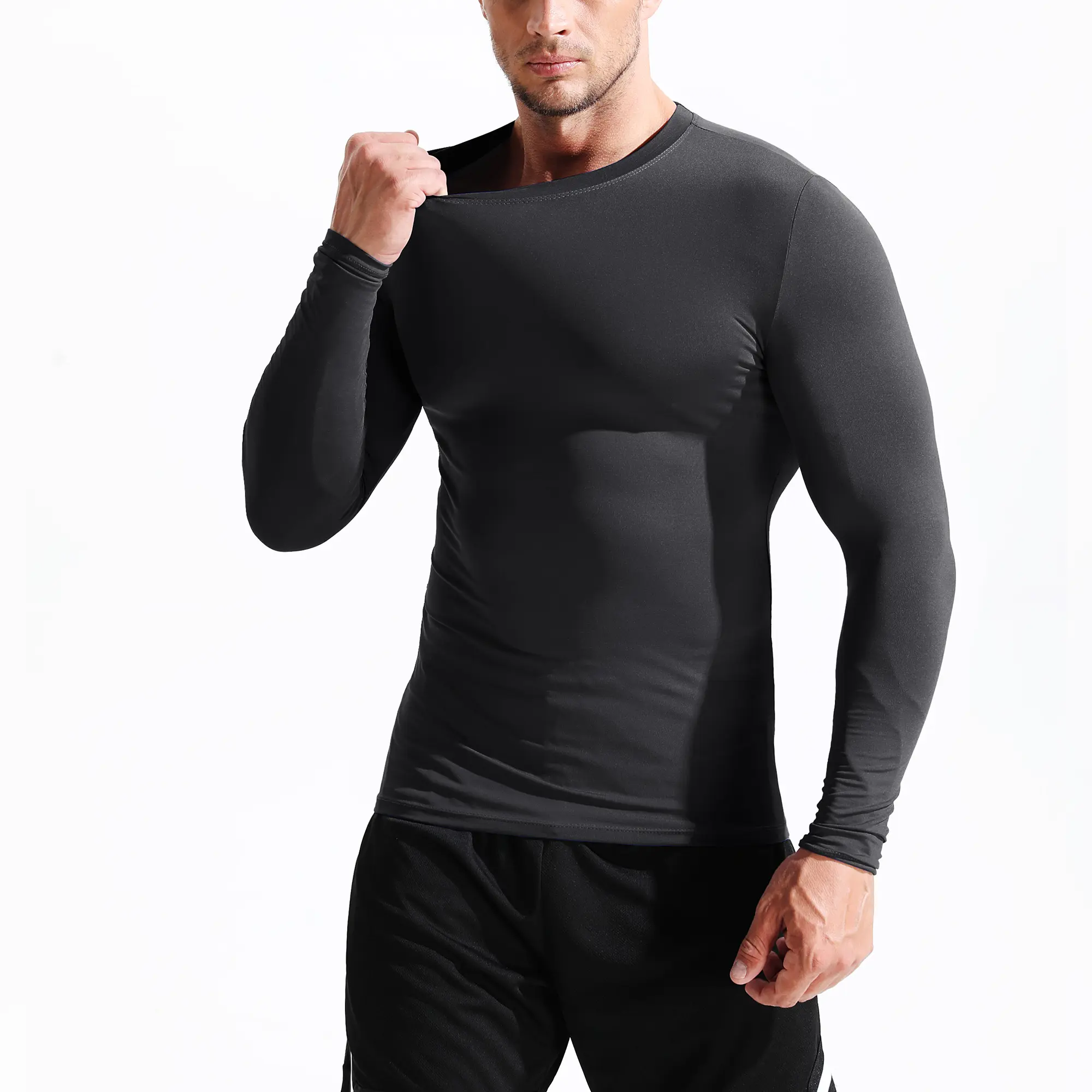 NELEUS Men's 3 Pack Compression Long Sleeve Shirts Basic Solid Athletic Workout Tops summerwins