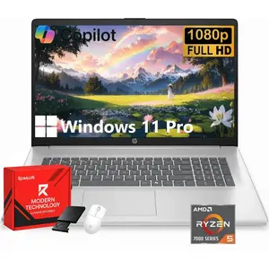 HP Flagship 17 inch Laptop, AMD Ryzen 5 7430U, 64GB RAM, 2TB SSD, 17.3 FHD IPS Display, AMD Radeon Graphics, Wi-Fi 6, Fast Charge, Windows 11 Pro, w/Accessories