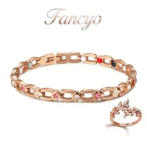 Fancyo Elegant Titanium Steel Bracelet for Women - Adjustable Magnetic Jewelry with Premium Fold-Over Clasp - Perfect Meaningful Gift for Her