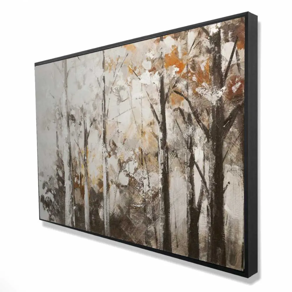 212 MAIN Modern Brown Framed Artistic Abstract Tree Print - 24x36 in. White Forest Design, Decorative Indoor Home Decor for Living Room, Bedroom Wall Art That Invites Conversation