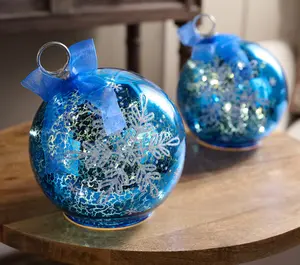 S/2 Illuminated Snowflake Holiday Ornaments by Valerie