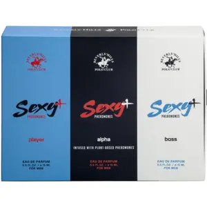 Beverly Hills Polo Club | BHPC Men’s 3PC Sexy + Pheromones Fragrance Gift Set – Includes 0.5oz & 1oz Slider Sprays – Bold, Alluring Masculine Scents – Long-Lasting All-Day Freshness | Ideal for Everyday Use, Travel, or Father’s Day Gifting