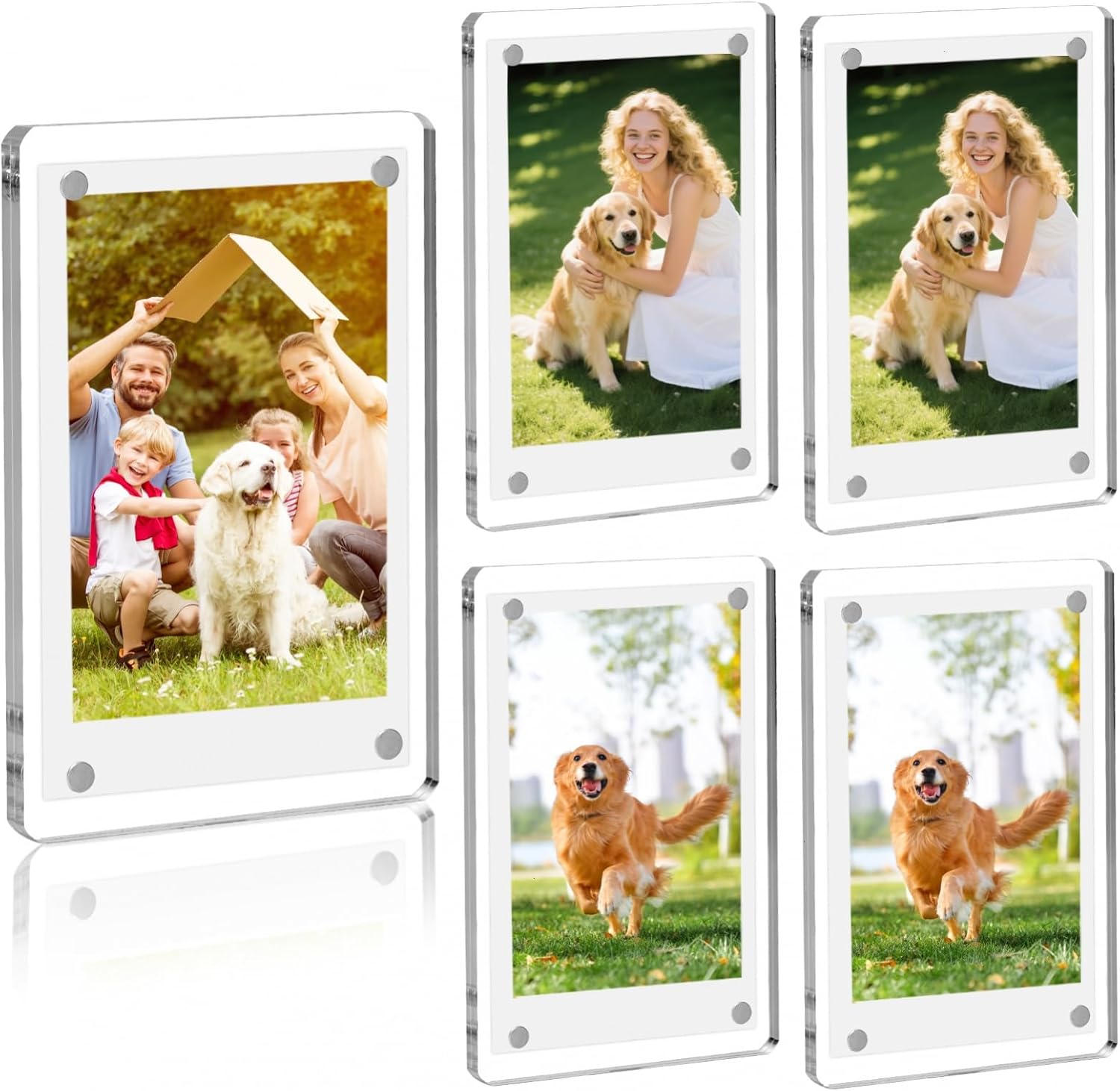 Acrylic mini photo frame suitable for photos - 6 pieces in pack - Magnetic fridge mini frame - For Instax photo display - Double-sided transparent - 2.36 x 3.67 inches