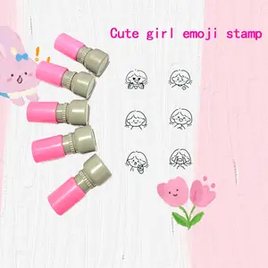 Teacher Stamp Set of 6, Durable Plastic, Emoji Patterns, Attendance Record, Classroom Grading & School Rewards, Round Educational Stamps