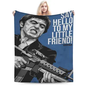 Scarface Movie Theme Print Flannel Blanket - Soft and Comfortable - Perfect for Sofa, Office, Travel, All Seasons, Ideal Gift