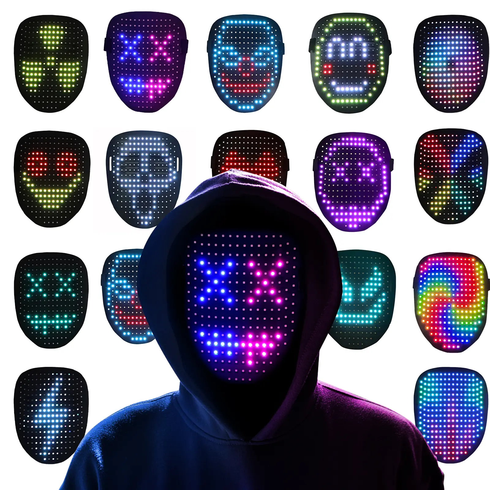 LED Light-Up Mask with Gesture Control for Teens & Night Vibes Fun ...