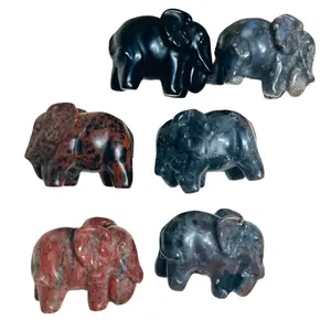 Elephant Crystal Carving | 1 Inch Small Gemstone Elephant Figurine | Random Crystal Material | Genuine Crystal Animal | High Vibration Crystals | Intuitively Chosen Carving | Healing Stone Collectible | Crystal Gem Figurine