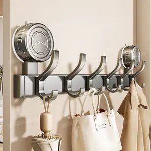 Space aluminum material Powerful Vacuum Suction Cup Hook No Drilling Heavy Duty Door Hanger for Hanging Clothes Behind Door Entryway Clothes Storage Rack Organizer