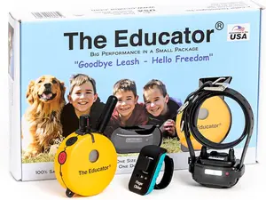 Educator E-Collar Humane Dog Training Collar with Remote, 100 Safe Tapping Stimulation Levels, Night Light, Waterproof, Rechargeable, 1/2 Mile 1 Small-Medium Dog, Yellow E-Collar Technologies