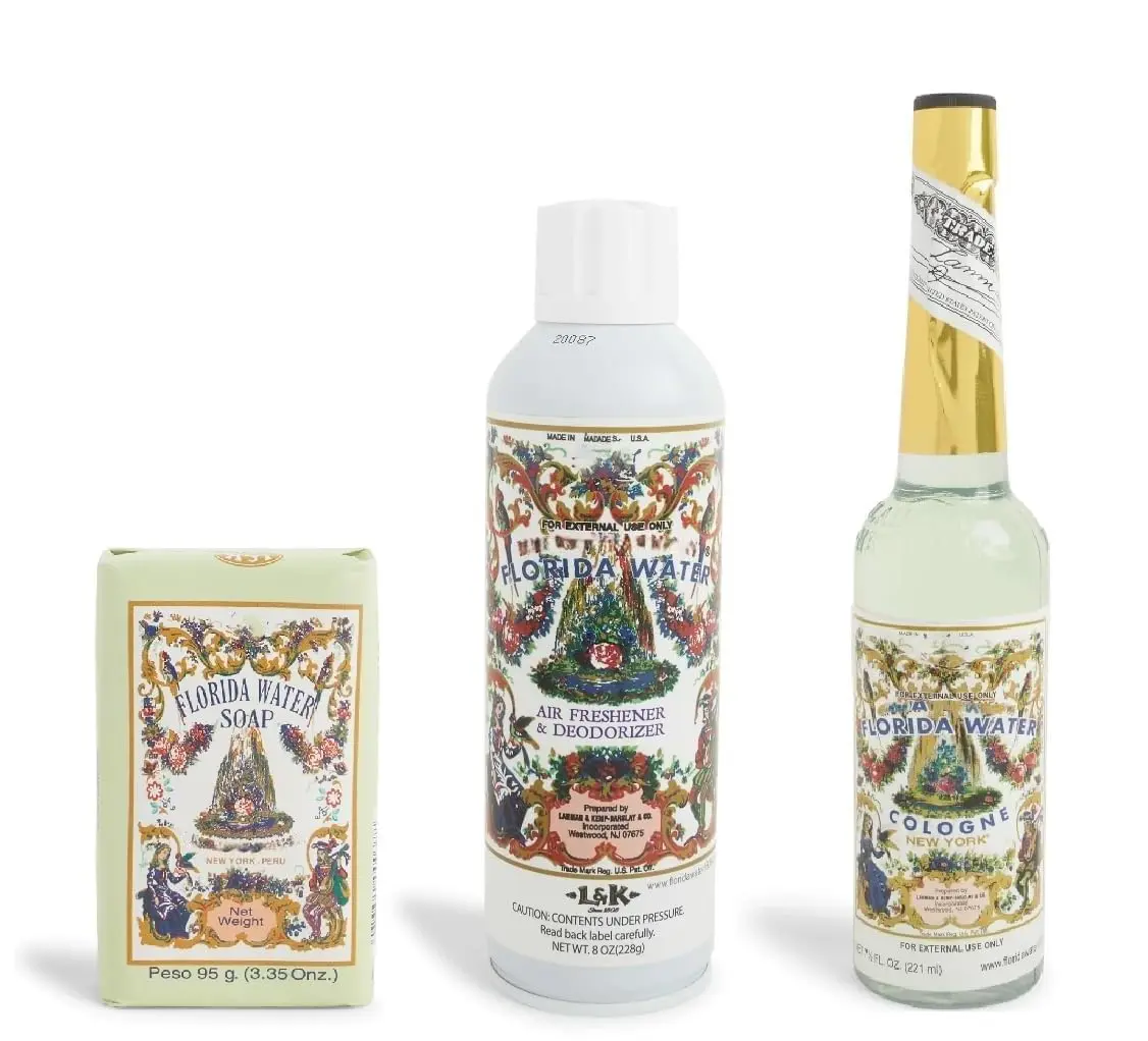 Lenman & Kemp Florida Water Soap 3.35oz + Air Freshener & Deodorizer 8oz + Cologne 7.5oz