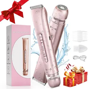 Women's 2 in 1 Electric Shaver with Dual Heads, Bikini Trimmer, Ipx6 Waterproof for Body Hair Grooming and Leg Shaving, Great Mother's Day Gift