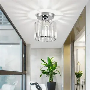 Crystal Chandelier, Mini Crystal Pendant Light, Modern Ceiling Lamp, E27 Base, /gold/silver Color, for Hallway, Kitchen, Dining Room, Corridor