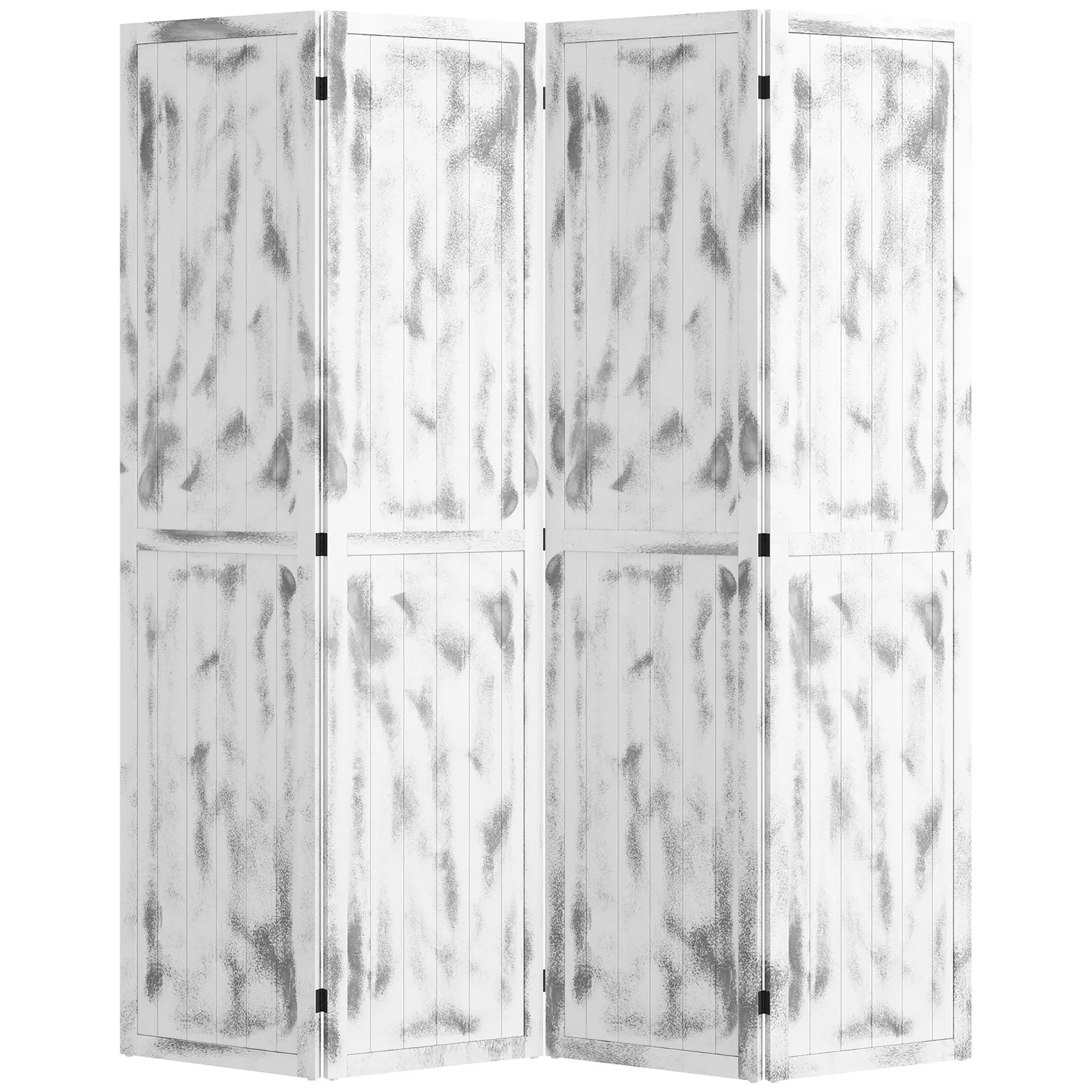 HOMCOM 5.5' Tall 4-Panel Adjustable Freestanding Room Divider - Rustic White Woodgrain Furniture, Interior Partition Wall for Living Room, Adjustable Room Divider, Freestanding Room Partitions