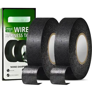 2 Rolls Automotive Wire Harness Tape, 50 , High Temp Self-Adhesive Cloth Electrical Tape for Engine Harness Wrap, Noise Damping, and Insulation Protection