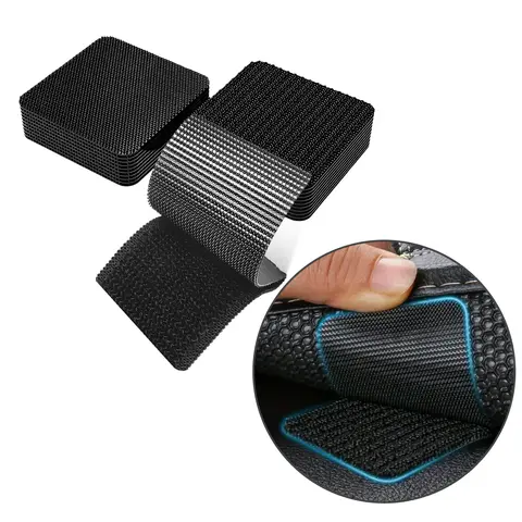 2x2 in High-Toughness Double-Sided Self-Adhesive Hook and Loop Strips, No Drill Adhesive Strip-Type Tape with Strong Hold, Tear Off Release Paper for Car Mats, Rug Securing, Item Hanging