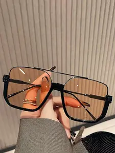 Top Bar Design Unisex Aviator Sunglasses with UV Protection & Blue Light Blocking Metal Frame Tinted Lens for Outdoor Activities