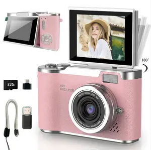 Entry-level, digital, camera Flip Screen Digital Camera with Digital Zoom, Portable Point & Shoot Camera for Photography & School Gift, Tech Gadgets, Mini, Pocket Camera, cheap camera, fun Recording Pink camera, Back to school Birthday Christmas Gift