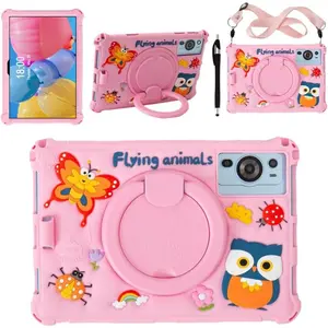 10.1 inch Android Tablet Case for ROWT A10,Cute 3D Cartoon Universal Protective Cover for aiprotablet C20e/Moderness MB1001/Callsky-Tab 10.1 inch Tablets (Pink )