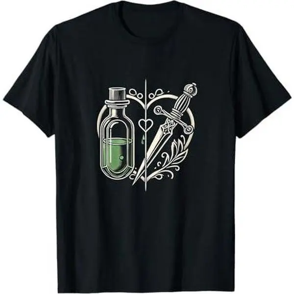 Romeo & Juliet Minimalist Poison Dagger Love Heart Theatre T-Shirt