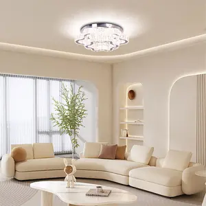 Double Clouds K9 Crystal LED Chandelier Multi Color Change Flush Mount Ceiling Light for Living Room QH-MC137