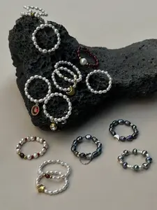 Alida - Freshwater Pearl Ring - Beaded Pearl Ring - Dainty Mini Pearl Band - Tiny Pearl Beaded Ring - Stackable Ring - Bridesmaid Gift