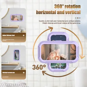 Swivel 360° Waterproof Cell Phone Case Wall Mounted Bathroom White ABS Sensitive Touch Screen Non-perforated Design for Bathroom Kitchen - Installation