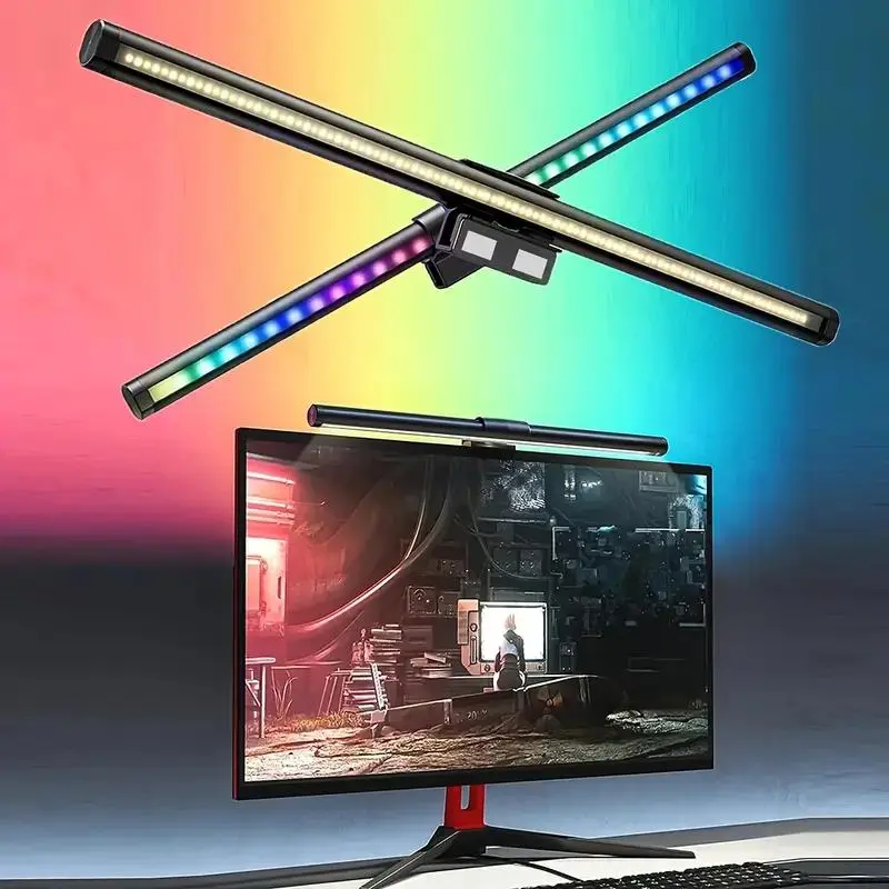 Dual-Sided LED Touch Sensor USB Gaming Accessory, Home Office Computer Monitor Hanging Lamp, USB Screen Eye-Care Desk Light, Adjustable Leds, No Glare Adjustable Brightness, Desktop Light, Adjustable Desk Lighting