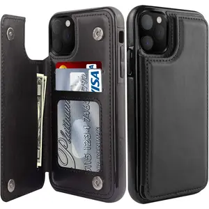 iPhone 16 Phone Cases Wallet with Card Holder, Luxury Leather Kickstand Card Slots Casing, Double Magnetic Clasp Shockproof Cover for iPhone12-16 Pro max
