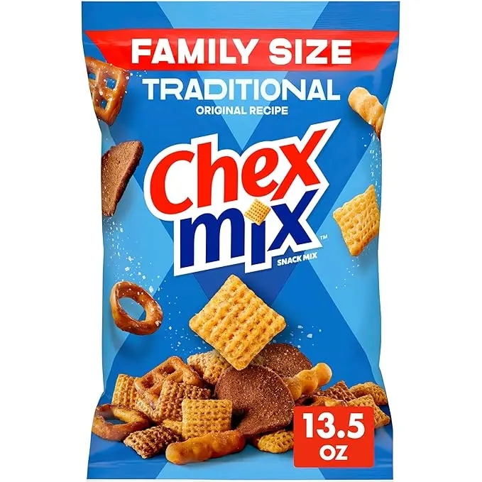 Chex Mix Traditional Original Recipe Family Size Snack, 13.5 oz Crunchy Savory Cereal & Pretzel Mix for Parties, Road Trips (Summer Deal)