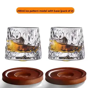Thick Crystal Glass Whiskey Cup, Home Bar Rotating Non-Tip Cocktail Glass, Cold Drink Cup, Durable and Stylish Design