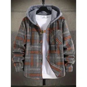 Stylish Plus Size Men's Plaid Hooded Jacket - Oversized Varsity Jacket with Hoodie Design for Spring, Fall, and Winter - Soft, Casual, and Comfortable Clothing for Big and Tall Men