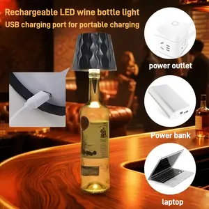 Wireless Wine Bottle Light with Adjustable Brightness, 3 Color Temperatures LED Lamp for Bedroom Dining Bar, USB Rechargeable Battery Powered