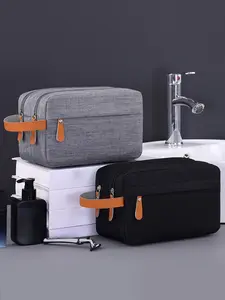 Men's Dual-Layer Travel Multifunctional Toiletry Bag, Portable Large Capacity Makeup Organizer, Durable Cosmetic Storage Pouch for Men