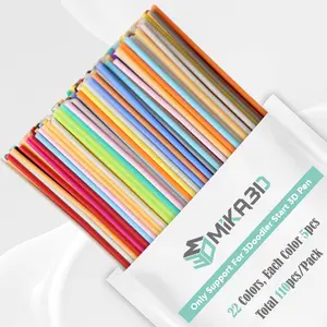 PCL 3D Pen Filament Refill for 3Doodler Start+ 3D Pen, Low Print Temperature Filament Only Fit for 3Doodler Start 3D Pen, Each Color 15cm x 5pc, Total 110pcs 1650cm PCL Filament by MIKA3D