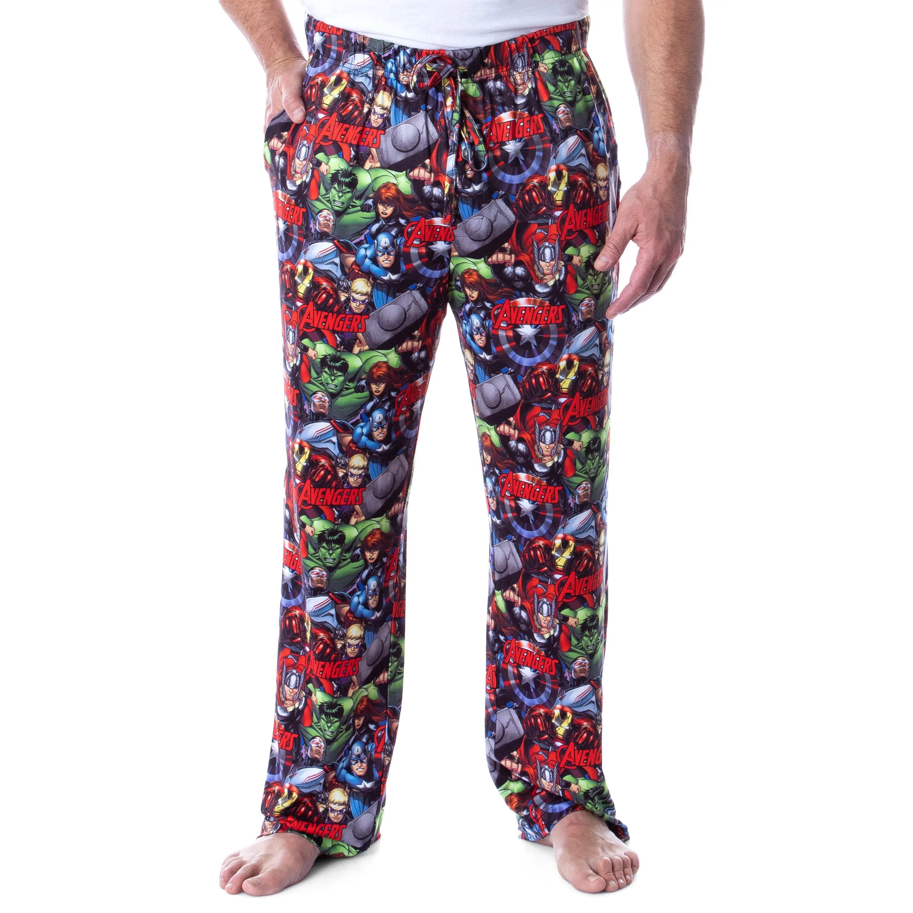 Marvel Mens' Avengers Unite Allover Character Loungewear Pajama Pants, Menswear, Polyester, Character Art