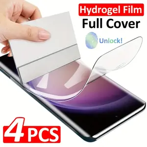 4pcs Hydrogel Film Protective Screen Protector for Galaxy S25 S24 S23 S22 S21 S20 Ultra Plus A54 A53 A52 A51 S20 S21 S23 S24 FE Full Coverage Screen Protector for Galaxy S25 Ultra S24 S21 S23 Ultra FE Plus Smartphone