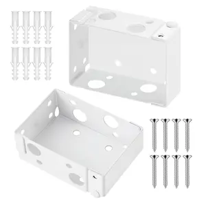 VEVOR Box Mounting Brackets, 2 Pcs, Box Blind Bracket for Window Blinds, Fit for 1.5x 2.25 inch Headrails, with Self-Tapping Screws and Expansion Tubes, Sturdy Iron, for Blinds Installation, White