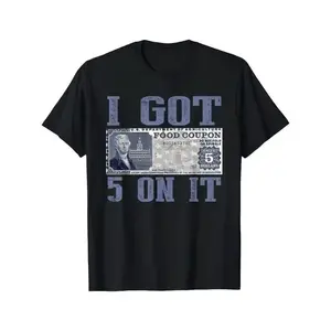 100% Cotton Loose Fit Graphic T-Shirt - "I Got $5 on It" Streetwear Design with Vintage Currency Print, Black Casual Short Sleeve Tee for Casual Attire & Holiday Gifts Shortsleeve Classic