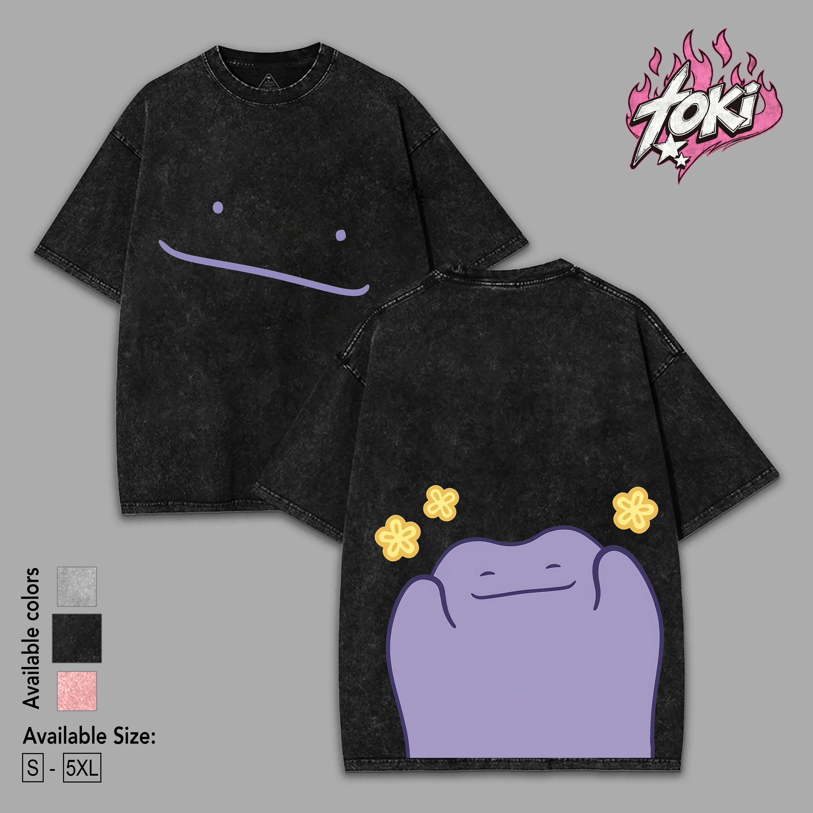 Vintage Ditto cute style Anime Double Oversized Washed Tee Unisex Anime Lover Cotton Fabric men gifts merch Stylish Clothes Streetwear Relaxed Fit