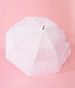 White Triple Frilled Umbrella