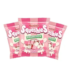 Swizzles Squashies Drumstick Candy - Strawberry Flavor Candies - 3 Pack Bundle - Imported from the UK - Sweet Snack Bonbon - 120g Each