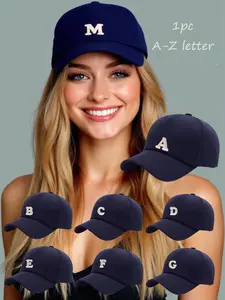 1PC Unisex Couple Baseball Cap, Adjustable Breathable Letter Hat, Casual Fitted Design, Suitable for Outdoor Sports and Daily Wear