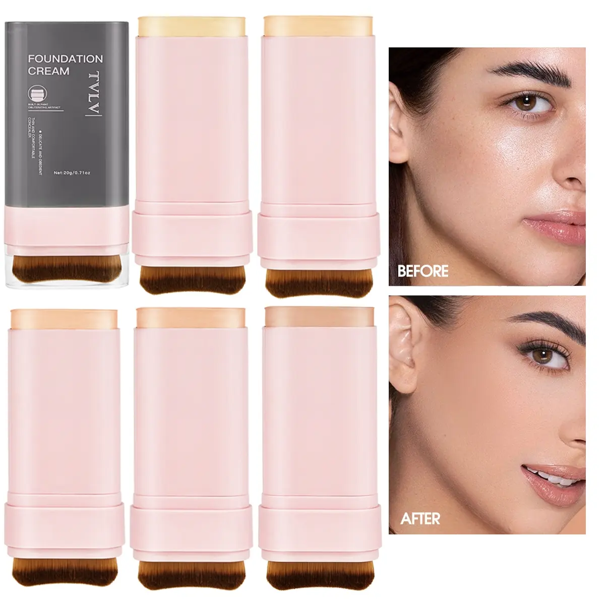 Waterproof foundation make-up stick concealer can cover defects for a long time, smooth and apply natural makeup, Flawless Coverage Foundation, High Quality Cosmetics, Longwearing Waterproof Makeup