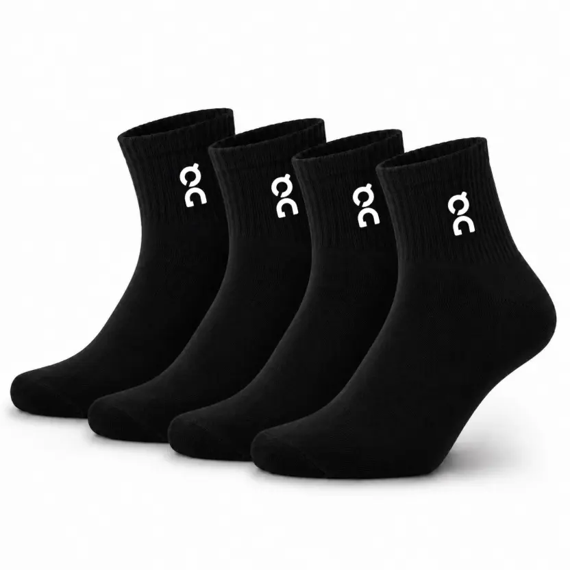 DQ FITNESS Black Crew Athletic Socks for Men, Cushioned Arch Support, Moisture-Wicking Performance Socks for Workout & Everyday Wear